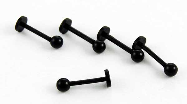 Body Piercing Labret Black 5pcs 1.2mmx8x3mm