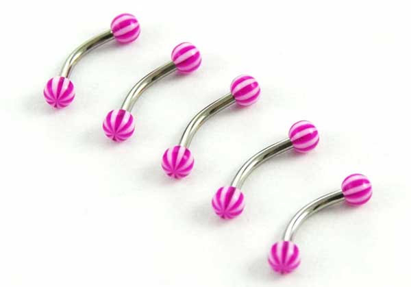 Body Piercing Eyebrow Bar Purple 5pcs 1.2mmx8mmx3mm
