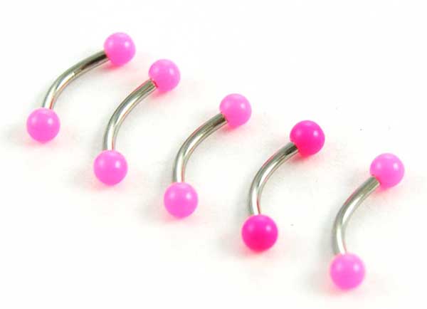 Body Piercing Eyebrow Bar Pink 5pcs 1.2mmx8mmx3mm