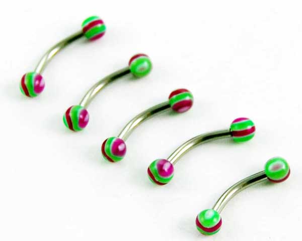 Body Piercing Eyebrow Bar Ripple Purple 5pcs 1.2mmx8mmx3mm