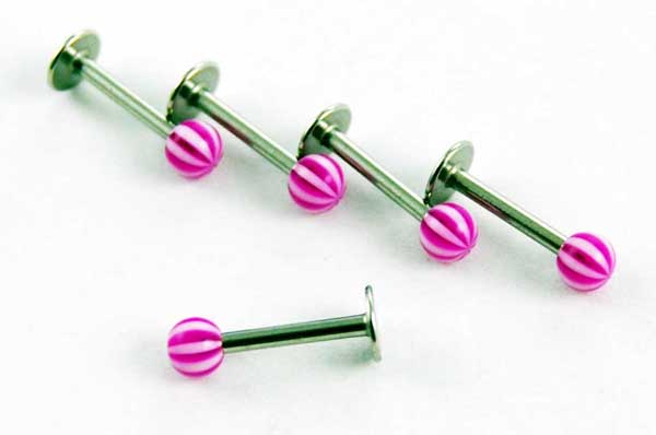 Body Piercing Labret Purple 5pcs 1.2mmx8mmx3mm