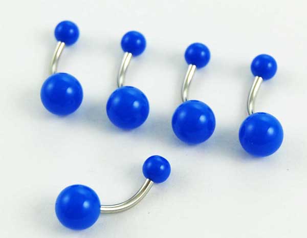 Body Piercing Navel Bar Blue Neon 5pcs 10mm