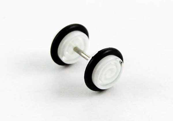 Body Piercing Fake Plug Spiral White 14mm