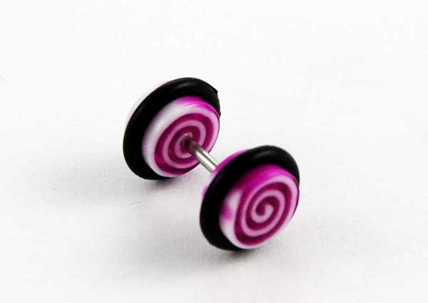 Body Piercing Fake Plug Spiral Purple  14mm