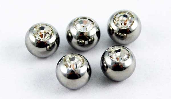 Body Piercing Jewelled Balls 5mm Clear 5pcs