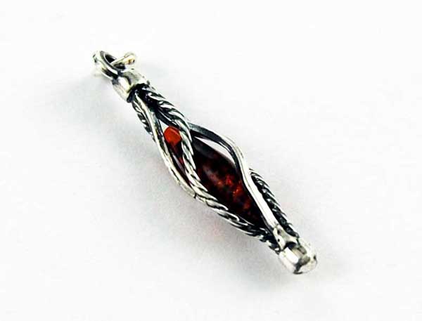 Pendant Amber Cage 925 Sterling Silver