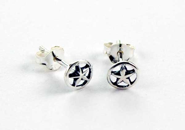 Earring Silver Pentagram In Circle