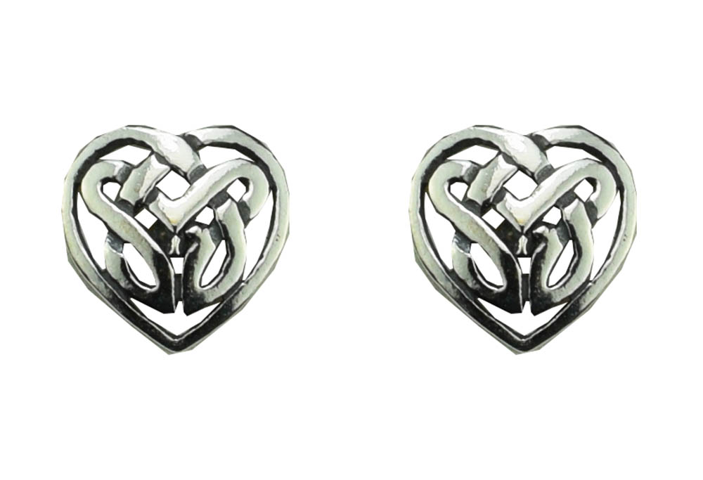 Earring Silver Celtic Heart 8mm