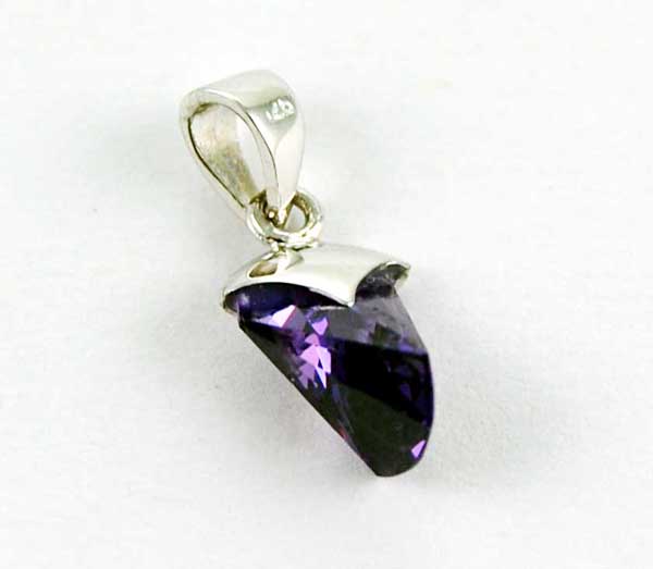 Pendant Silver Amethyst Colour Stone Drop