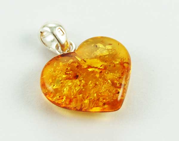 Pendant Amber Heart Solid Cognac Colour