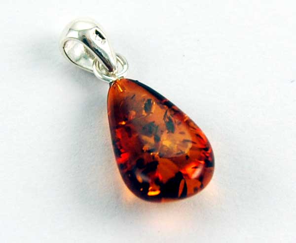 Pendant Amber Tear Drop Shape Solid Cognac Colour