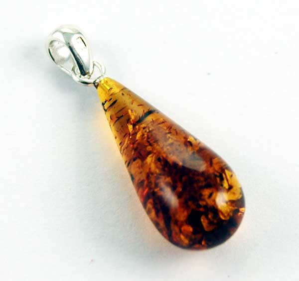 Pendant Amber Tear Drop Shape Solid Cognac Colour