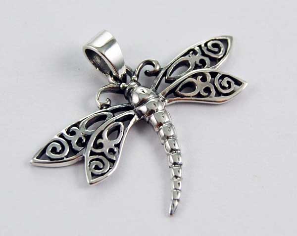 Pendant Silver Dragonfly With Cut Wings H2.5cm