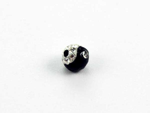 Body Piercing Jewelled Ball Black Ying Yang Coated 1.6x6mm
