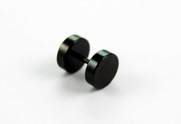 Body Piercing Plug Steel Fake Black 8mm