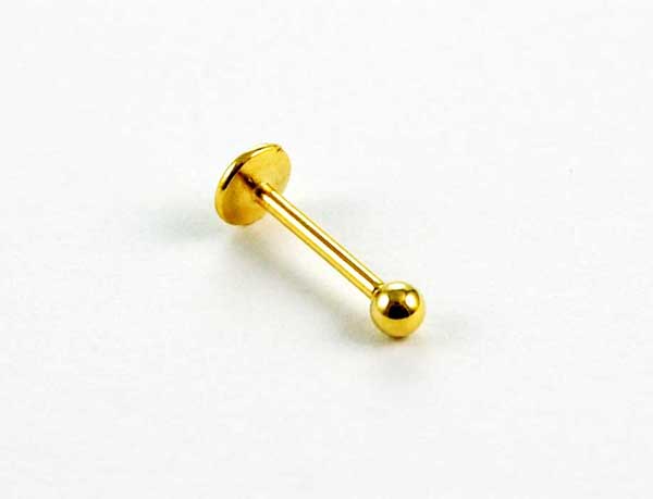 Body Piercing Labret Steel Gold Colour With Ball 1.2x10mm