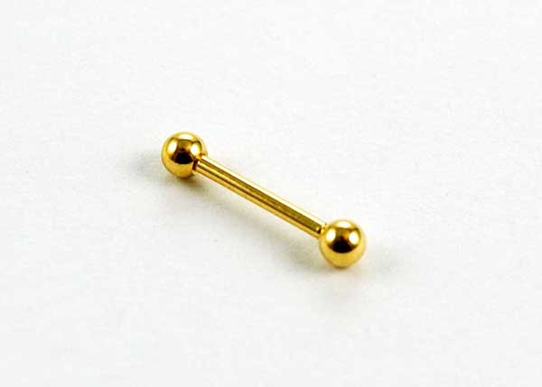 Body Piercing Eyebrow Bar Steel Gold Colour With Ball 1.2x10mm