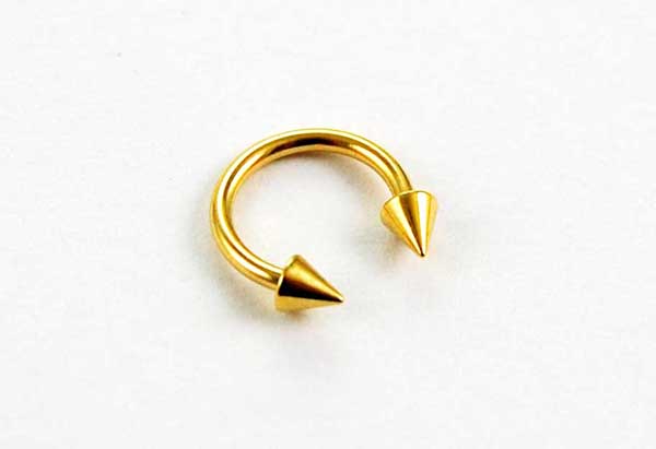 Body Piercing Horseshoe Steel Gold Colour With Spike 1.2x8mm