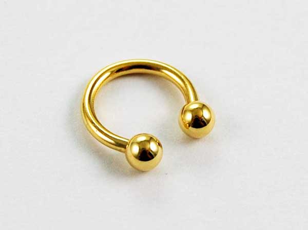 Body Piercing Horseshoe Steel Gold Colour With Ball 1.6x10mm