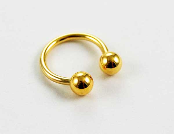 Body Piercing Horseshoe Steel Gold Colour With Ball 1.6x12mm