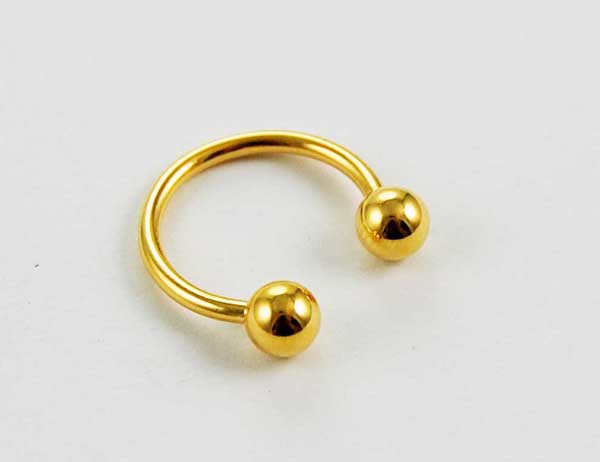 Body Piercing Horseshoe Steel Gold Colour With Ball 1.6x14mm