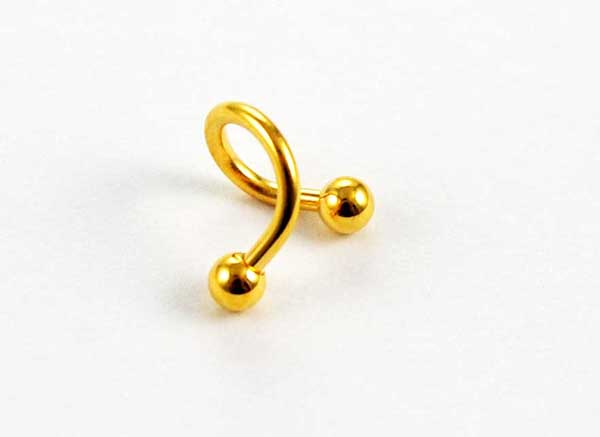 Body Piercing BCR Steel Twisted Gold Colour With Ball 1.2x8mm