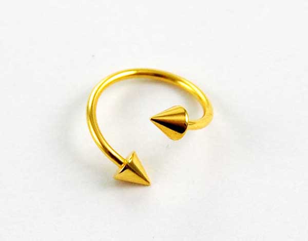 Body Piercing BCR Steel Twisted Gold Colour With Spike 1.2x12mm