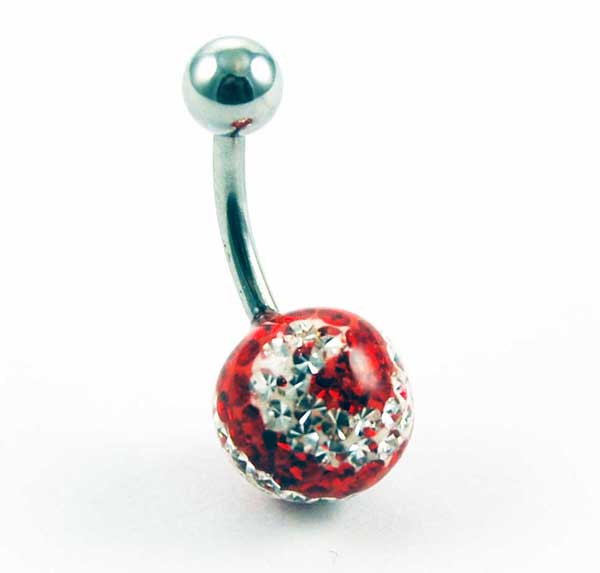 Body Piercing Banana Bar Ball Single Jewelled Siam And Crystal 1