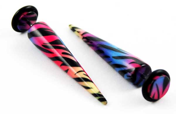 Body Piercing Expander Fake Multi Colour 8mm 2pcs