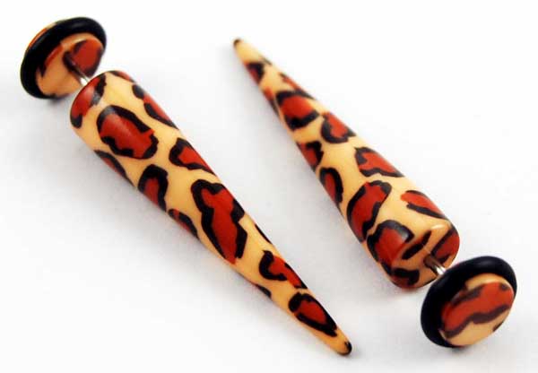 Body Piercing Expander Fake Leopard Print 8mm 2pcs