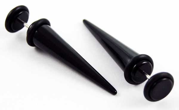 Body Piercing Expander Fake Black 8mm 2pcs