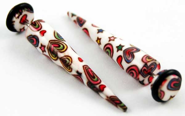 Body Piercing Expander Fake Multi Hearts And Stars 8mm 2pcs