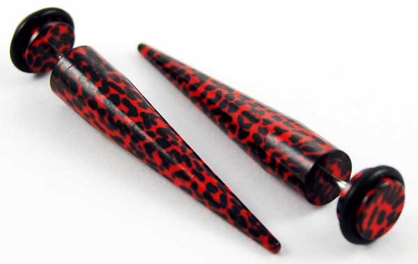 Body Piercing Expander Fake Red And Black 8mm 2pcs