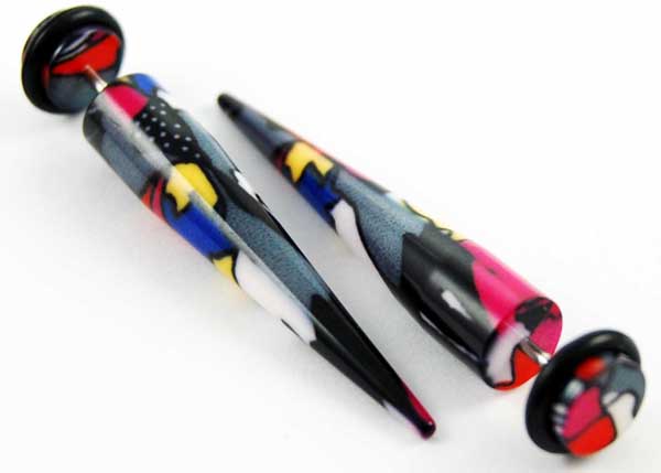 Body Piercing Expander Fake Bright Multi Colours 8mm 2pcs