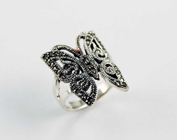 Ring Silver Marcasite Butterfly