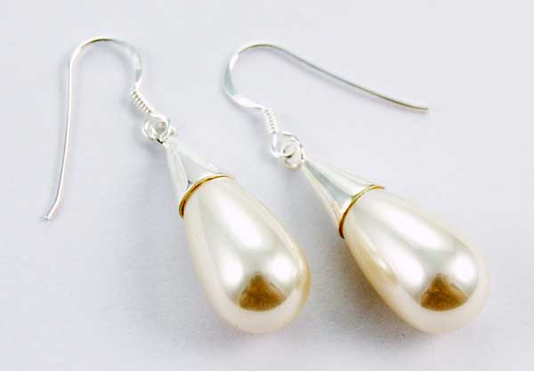 Earring Silver Pearl Drop
