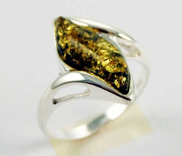 Earring Silver Amber Green Long Stone