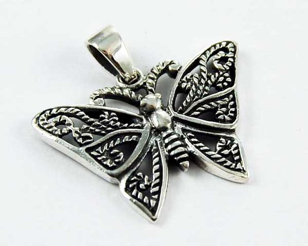 Pendant Silver Butterfly Fancy Rope Cut Design