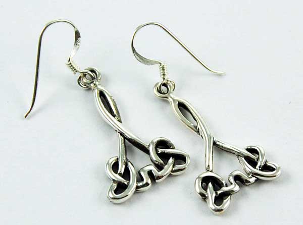 Earring Silver Knotted Drop