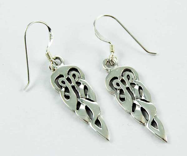 Earring Silver Woven Drop
