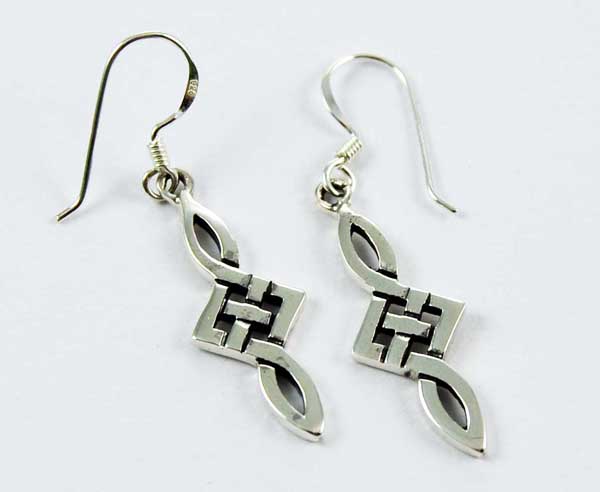 Earring Silver Twisted Drop