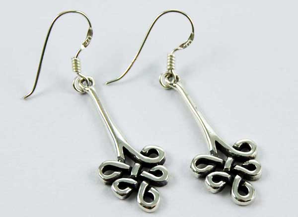 Earring Silver Fancy Knot Drop
