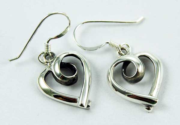 Earring Silver Heart Plain