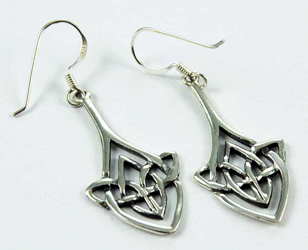 Earring Silver Fancy Cut Drop