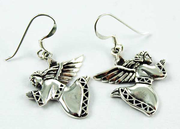 Earring Silver Praying Angel