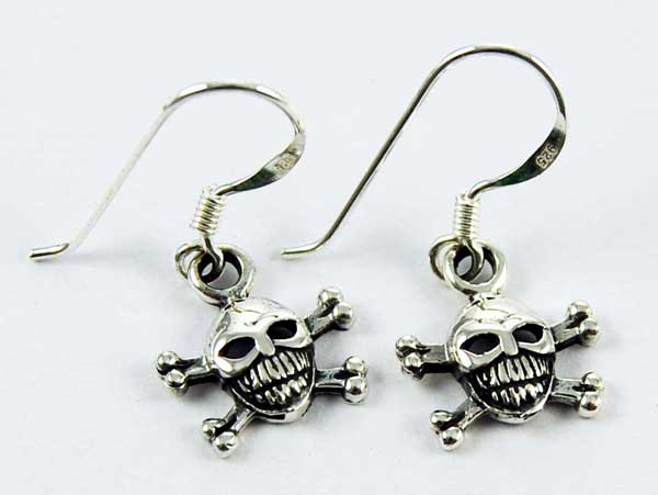 Earring Silver Skull And Bones
