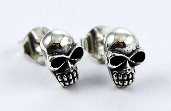 Earring Silver Studs Skull Large Eyes