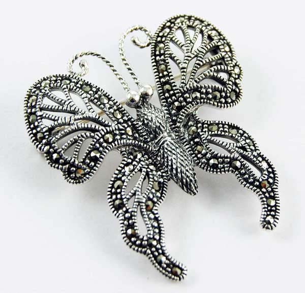 Brooch Silver Marcasite Butterfly