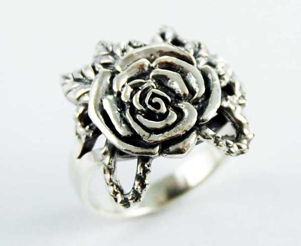 Ring Silver Large Rose