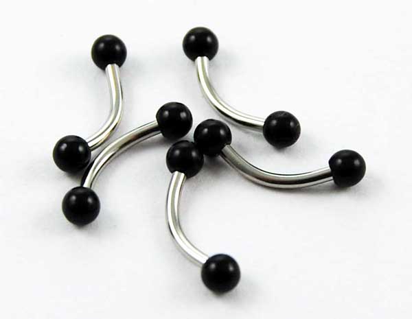 Body Piercing Eyebrow Bar Black 1.2x8x3mm 5pcs